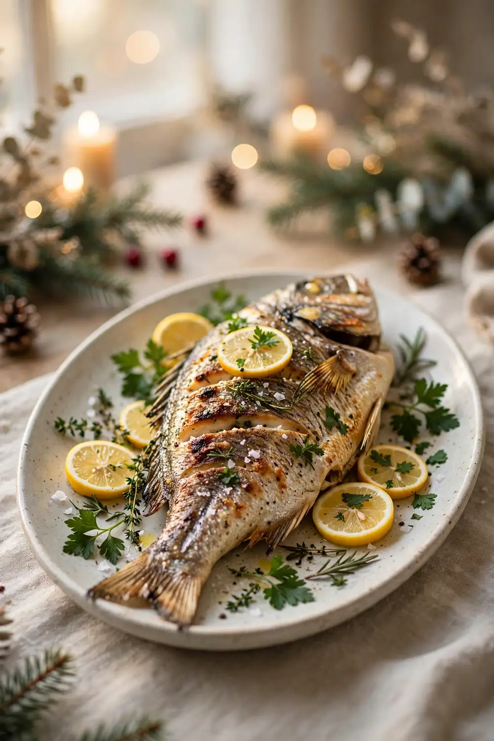 holiday feast centerpiece: whole roasted branzino
