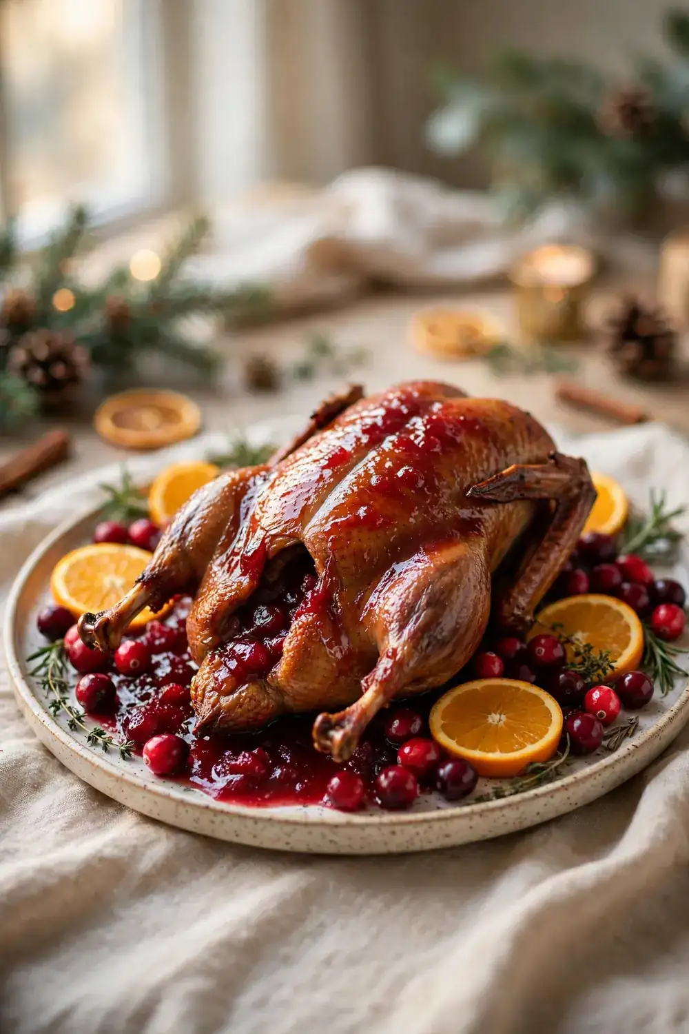 holiday feast centerpiece: cranberry glazed duck
