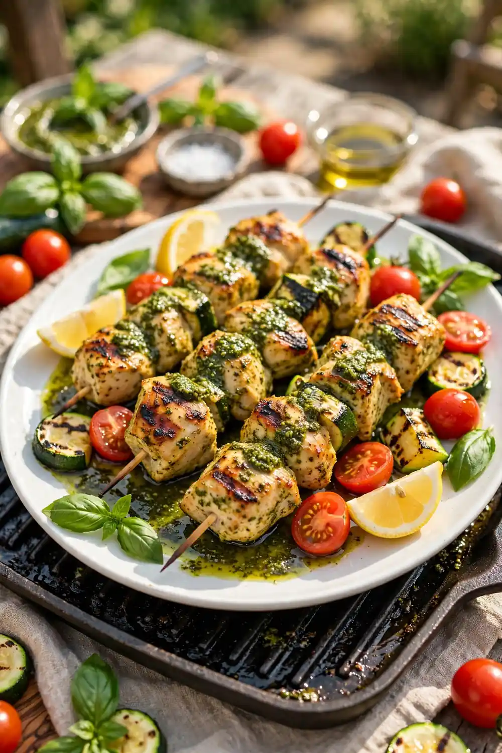 Pesto chicken skewers, one of 24 quick school night dinners kids will love