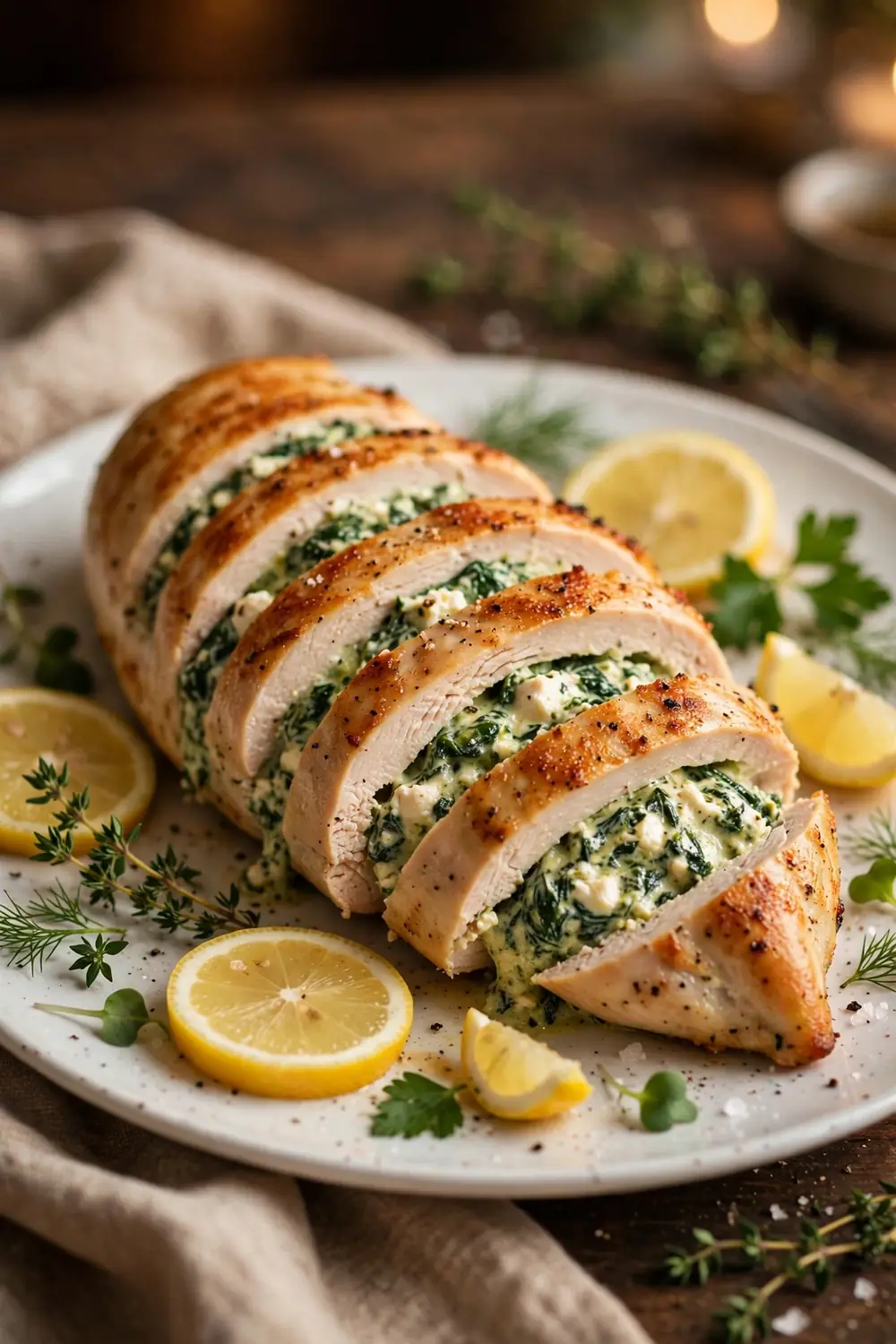 Spinach feta stuffed chicken, one of 20 satisfying low carb dinners