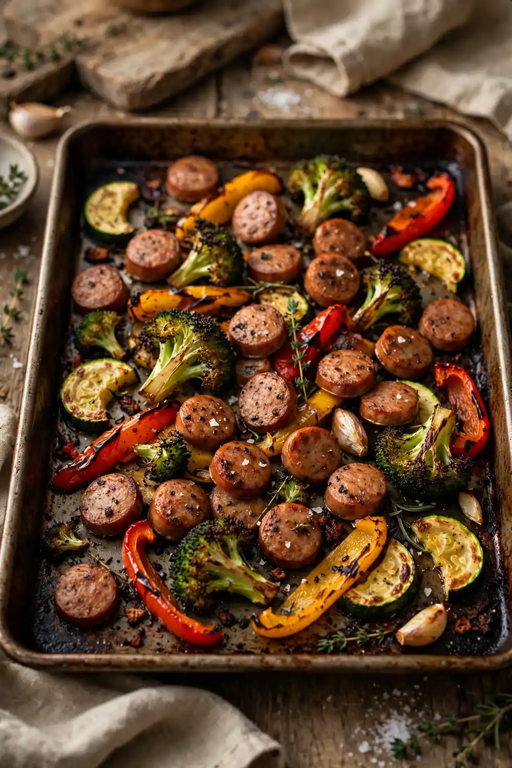 One-pan sausage and vegetables, one of 20 satisfying low carb dinners