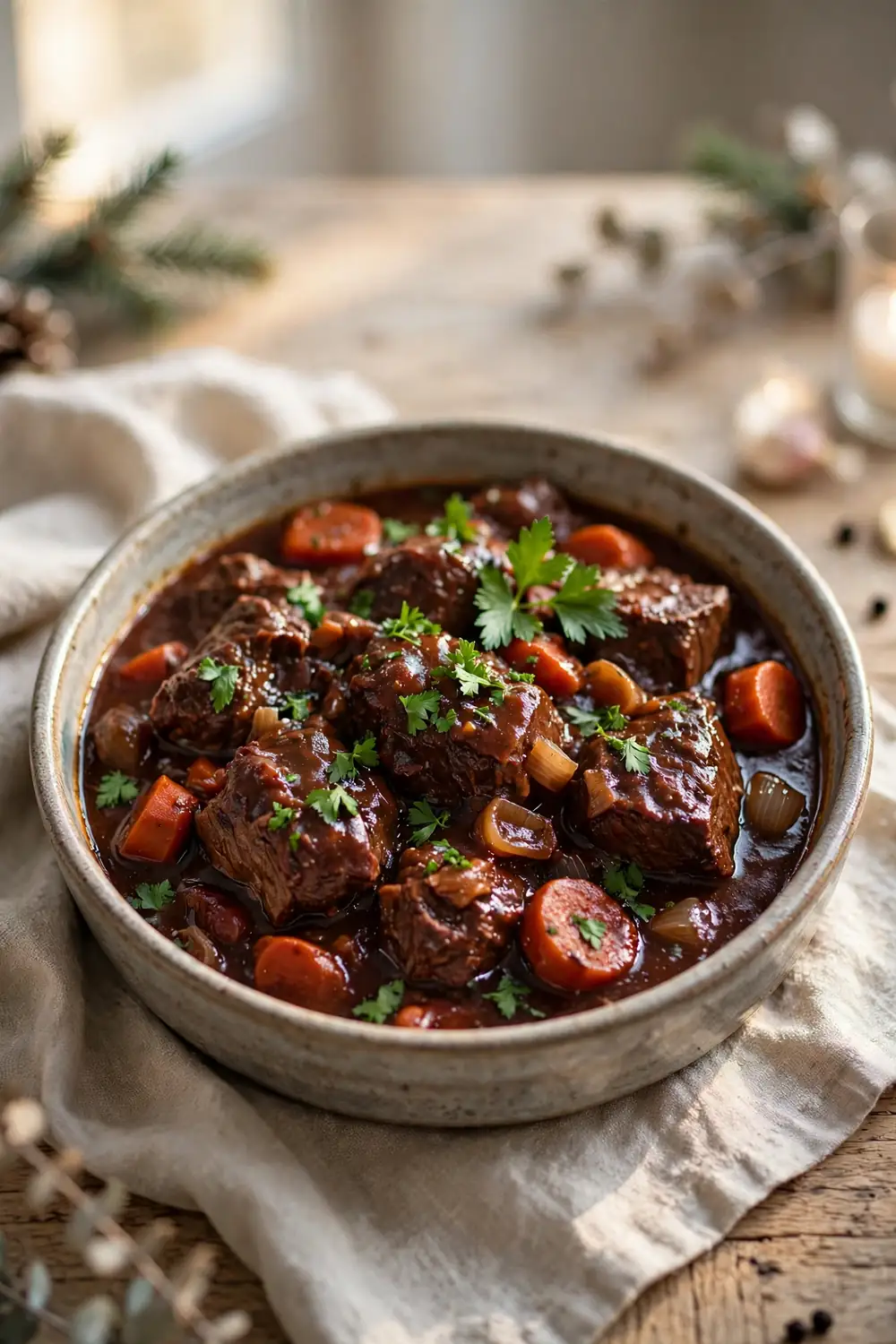 holiday feast centerpiece: red wine pot roast