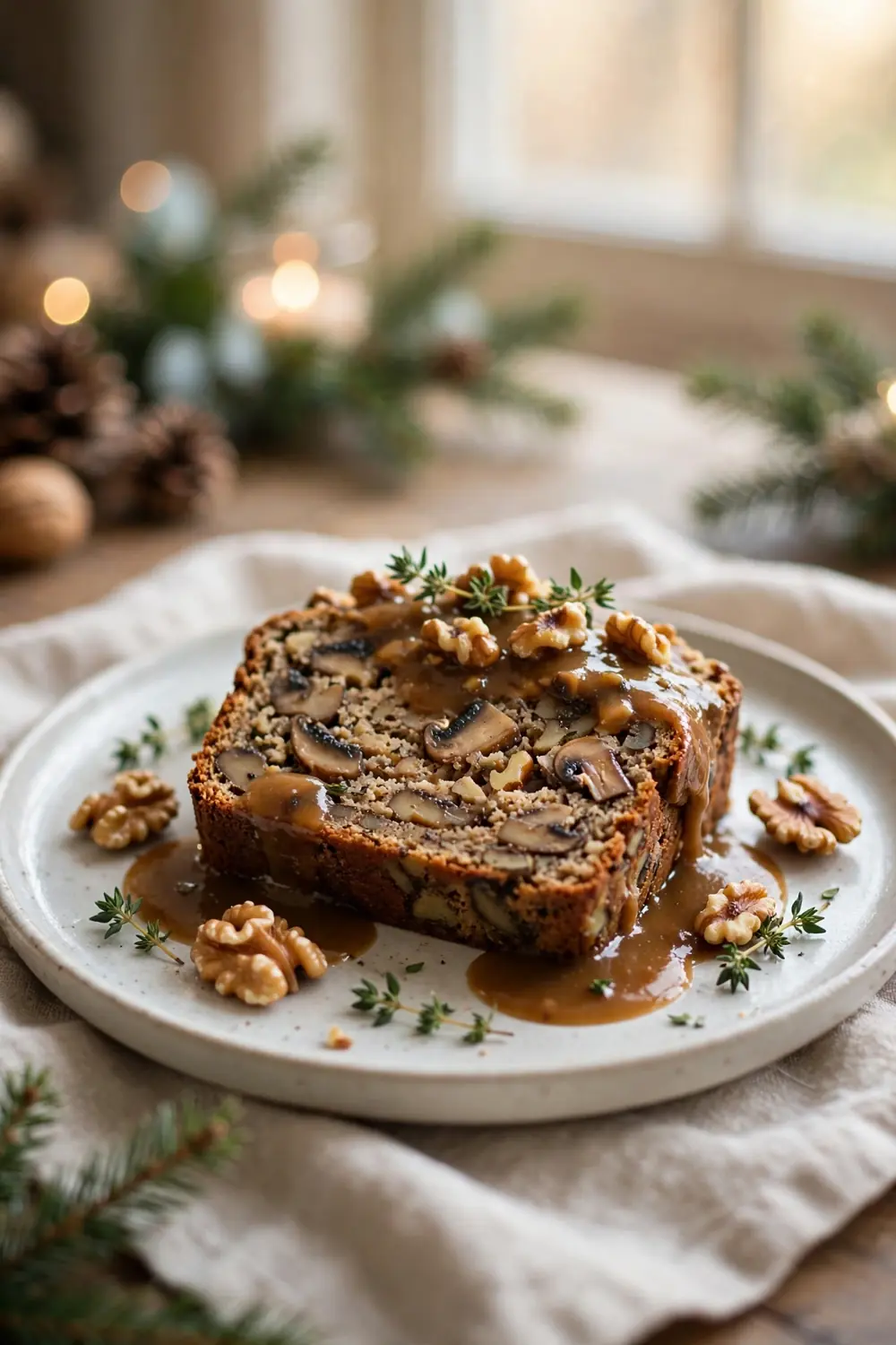 holiday feast centerpiece: mushroom nut loaf