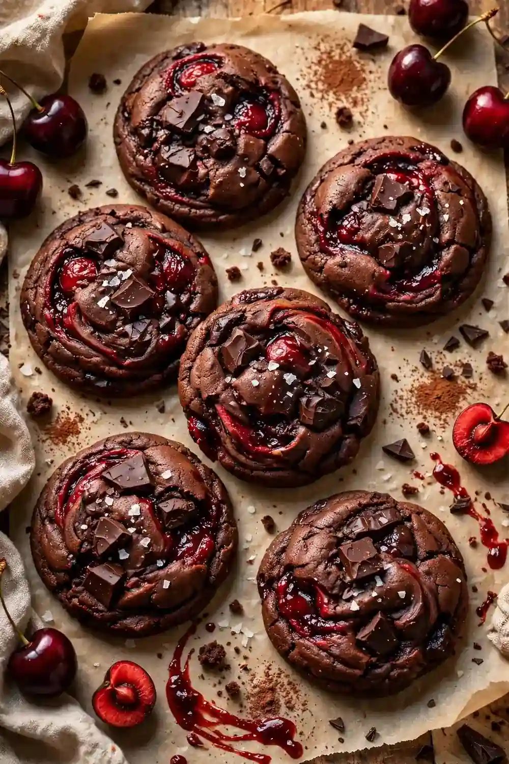 Chocolate cherry drop cookies