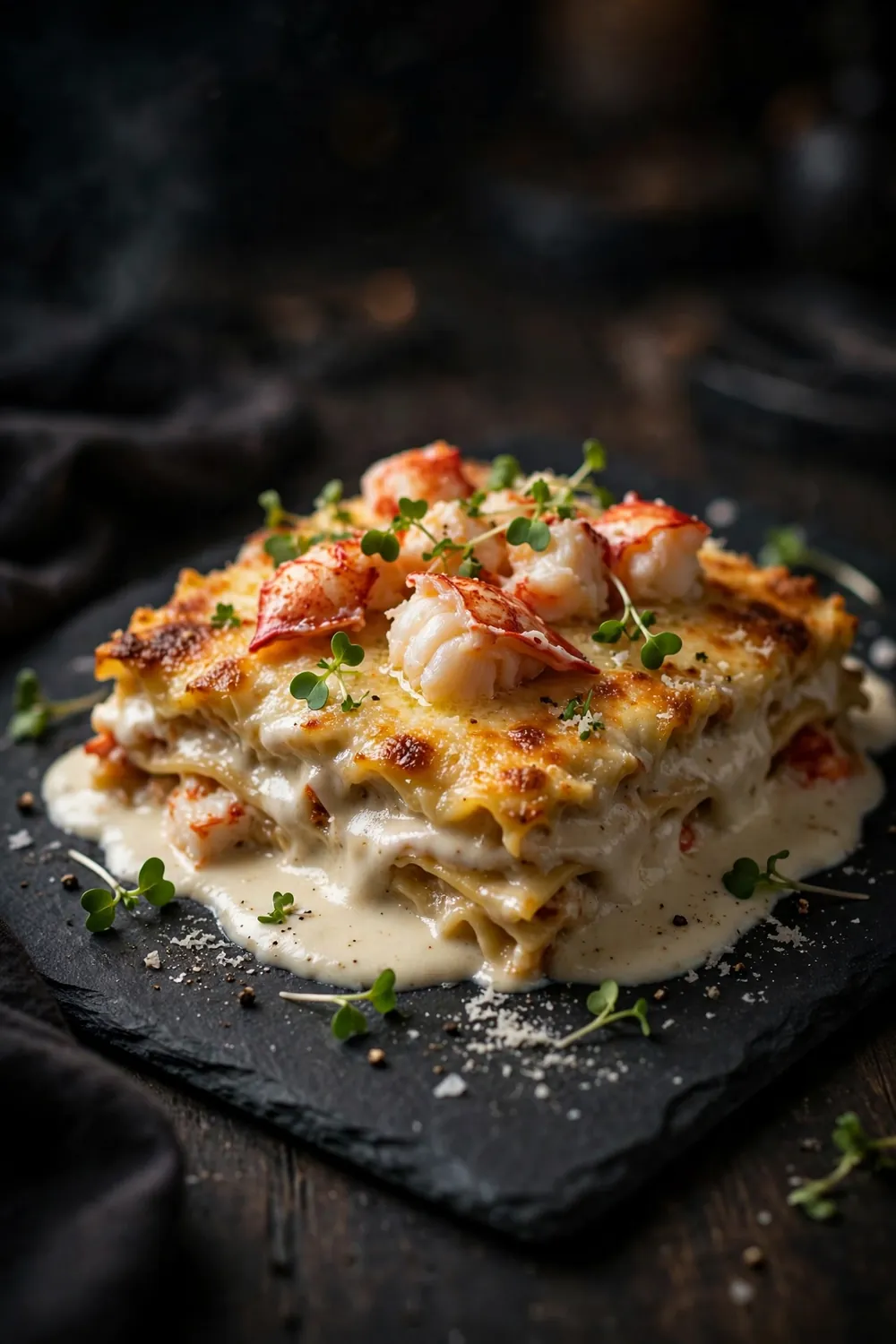 Lobster alfredo indulgent bake