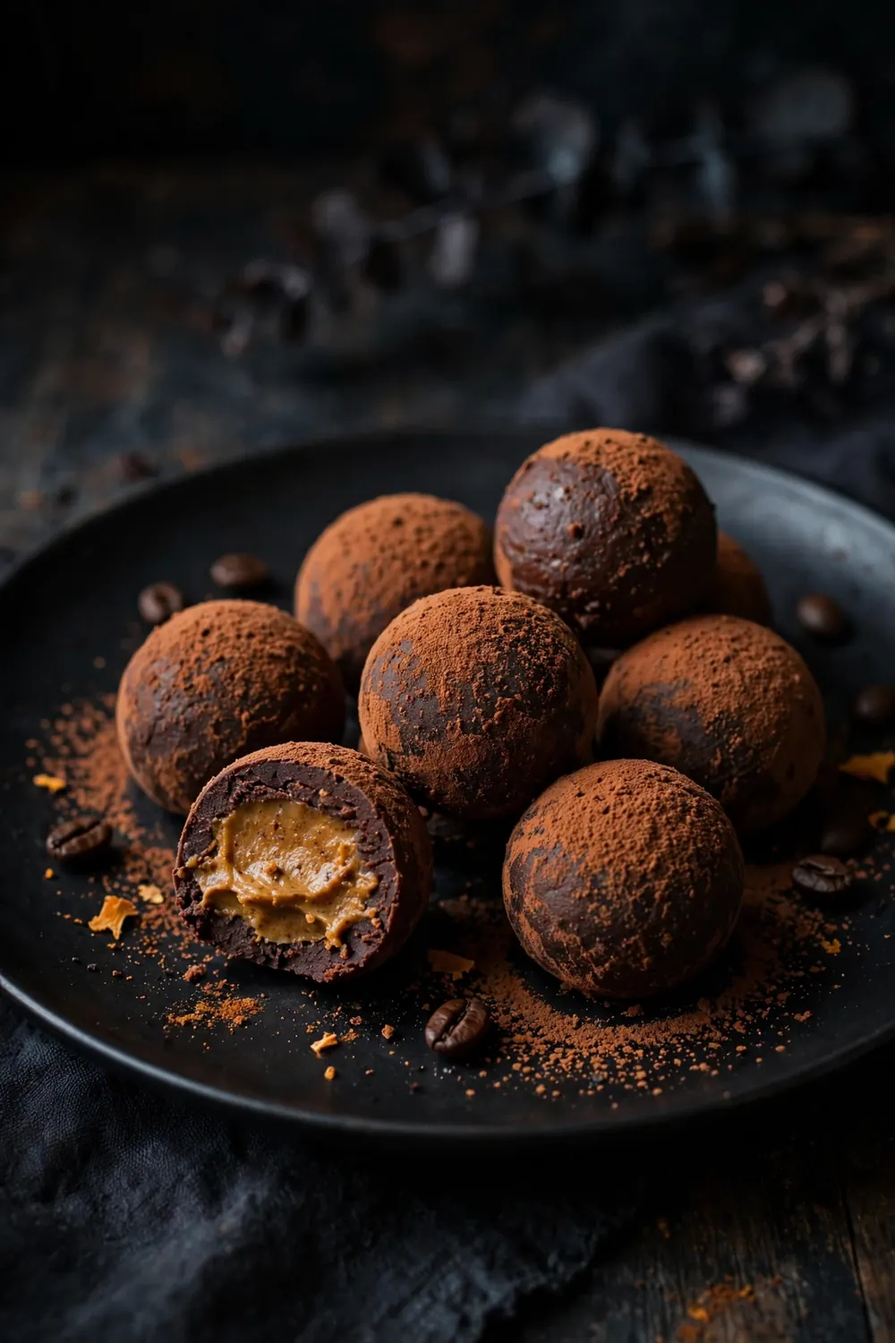 Dark chocolate espresso pumpkin truffles