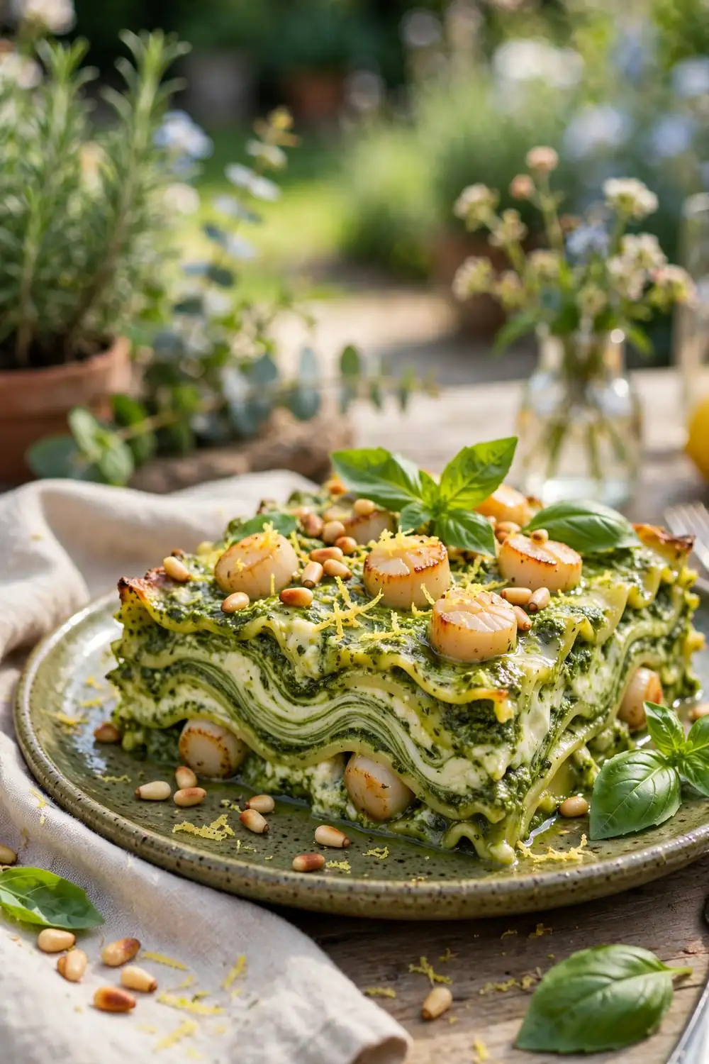 Creamy pesto layered bake