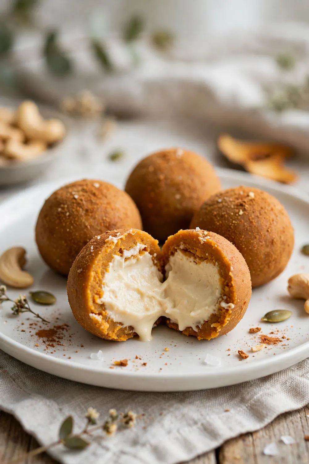 Cashew cream center pumpkin truffles