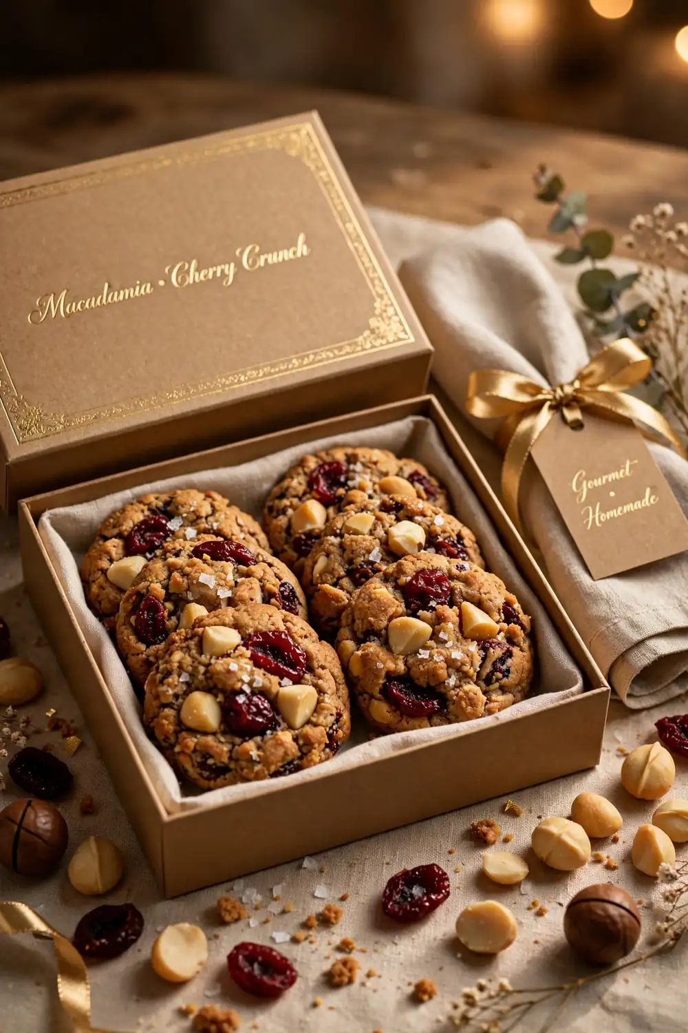 Macadamia cherry crunch cookies
