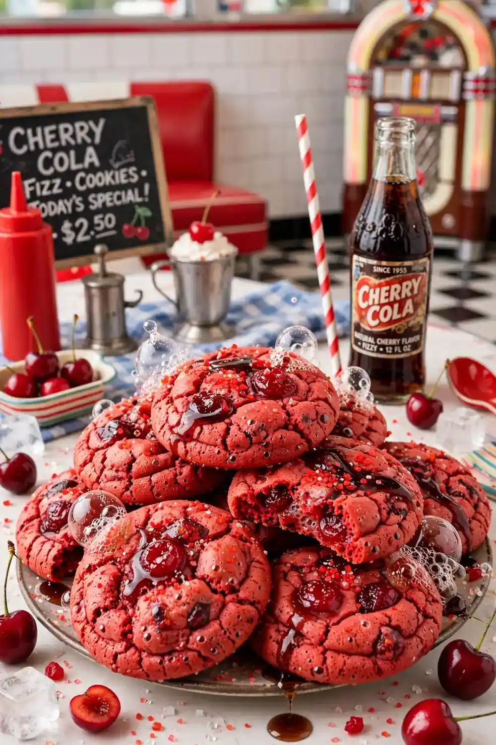 Cherry cola fizz cookies