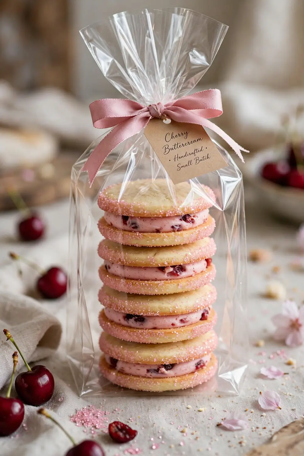 Sandwich cookie elegance with cherry