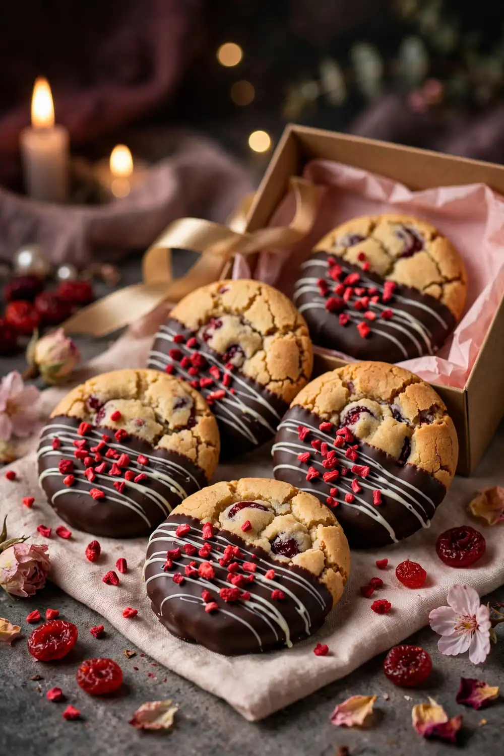 Chocolate dipped cherry cookies