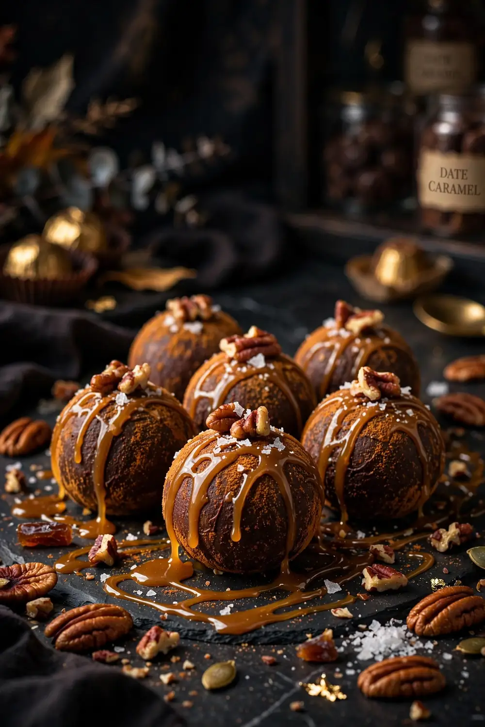 Salted caramel pecan pumpkin truffles