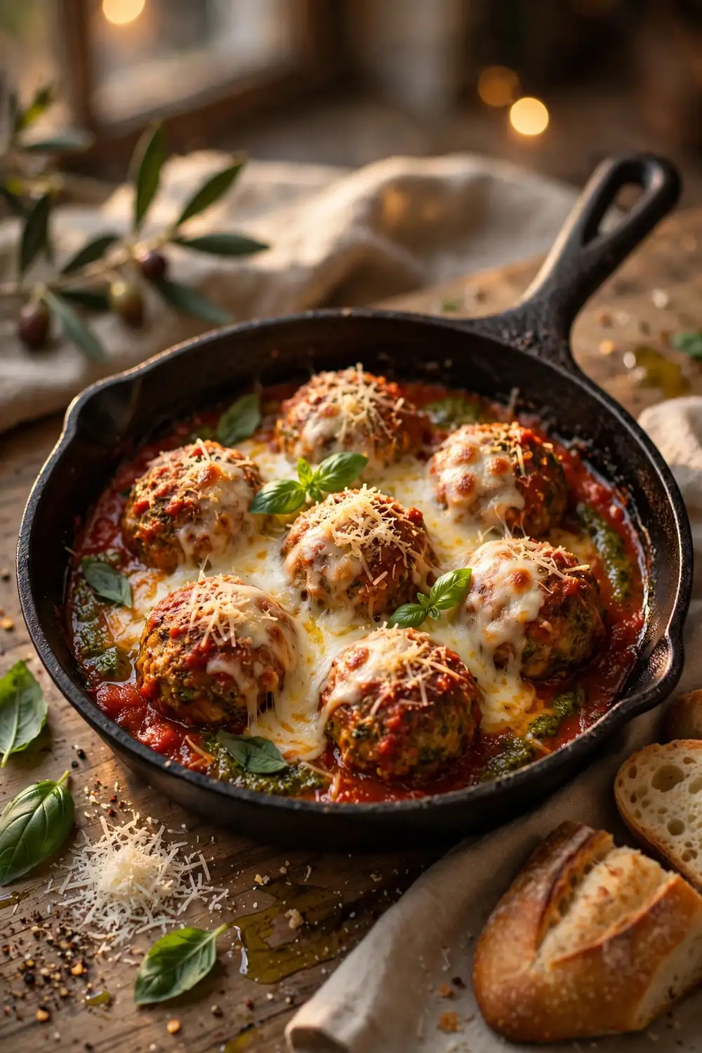 Baked Pesto Chicken Meatballs