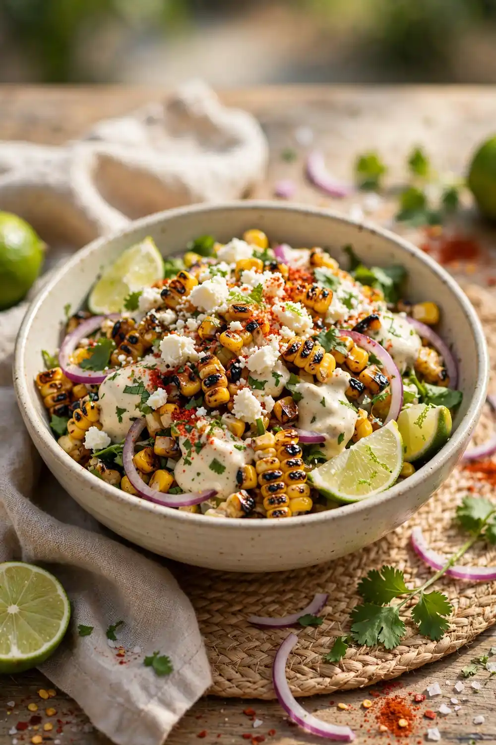 Charred Corn Elote Salad