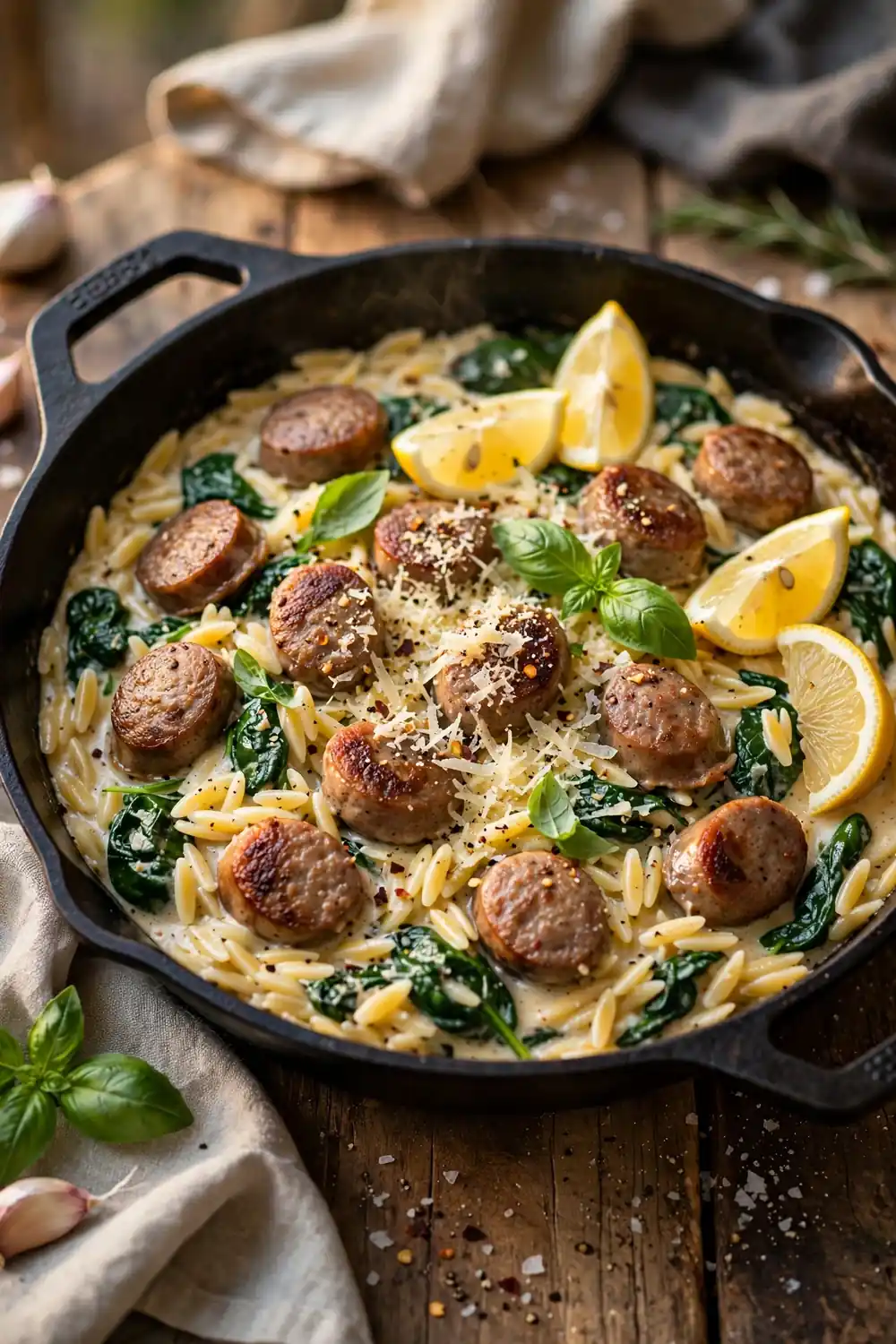 One Pot Sausage Orzo