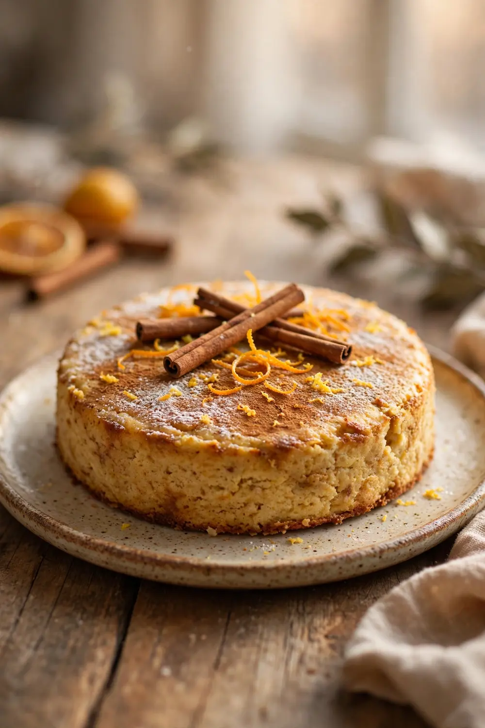 Spiced winter lemon and ricotta cake with cinnamon and orange zest