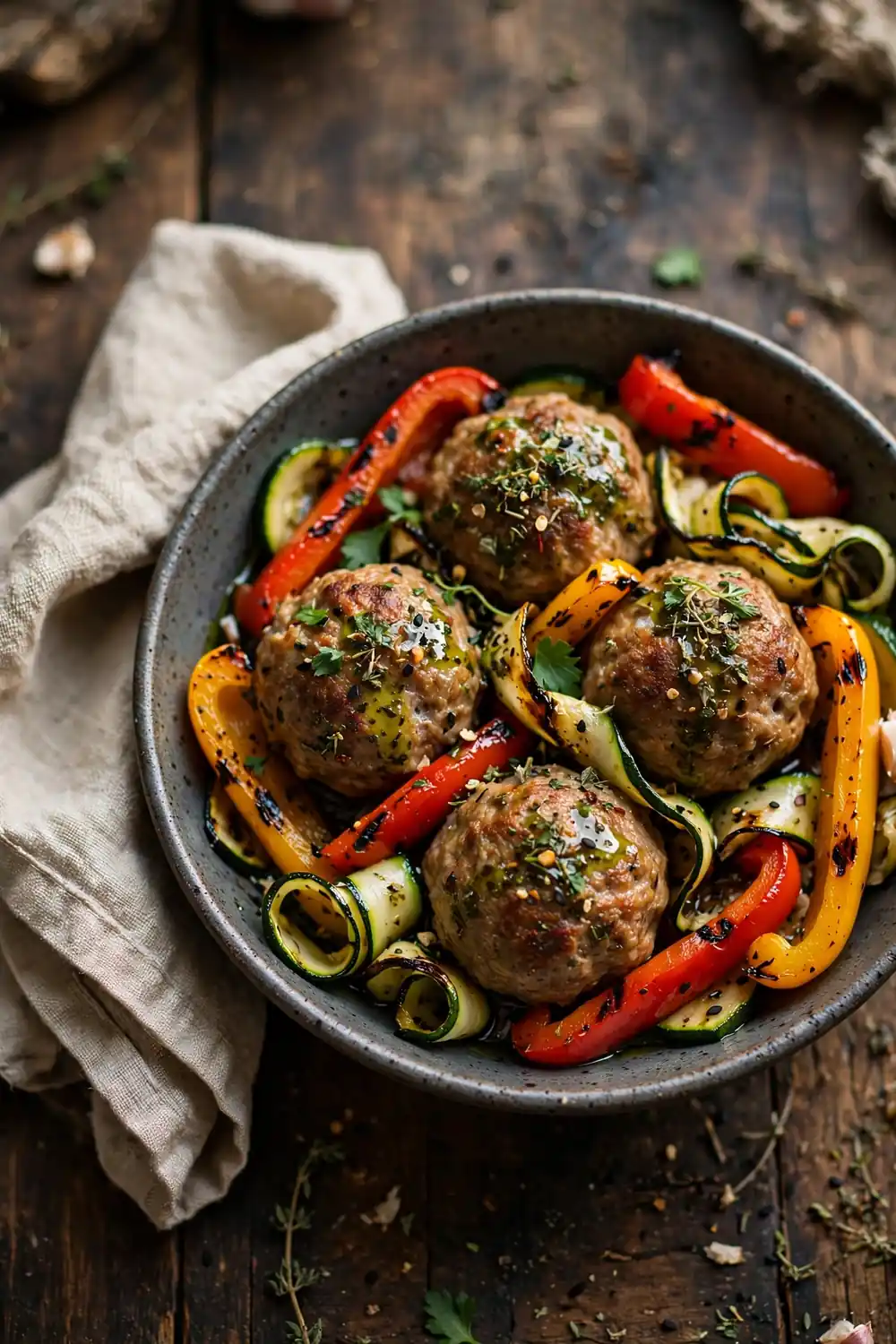 Low carb turkey meatball bowls