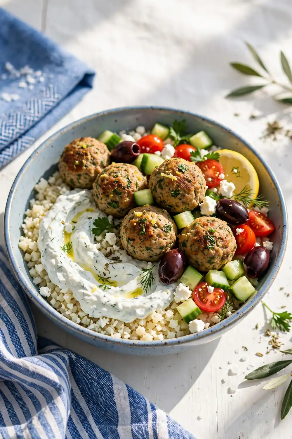 Low carb turkey meatball bowls
