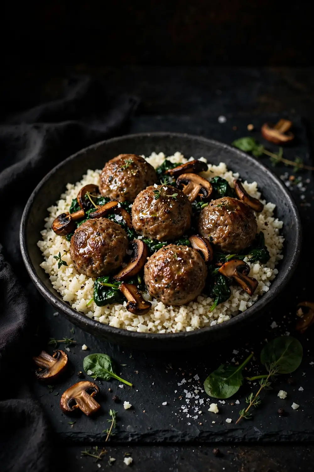 Low carb turkey meatball bowls