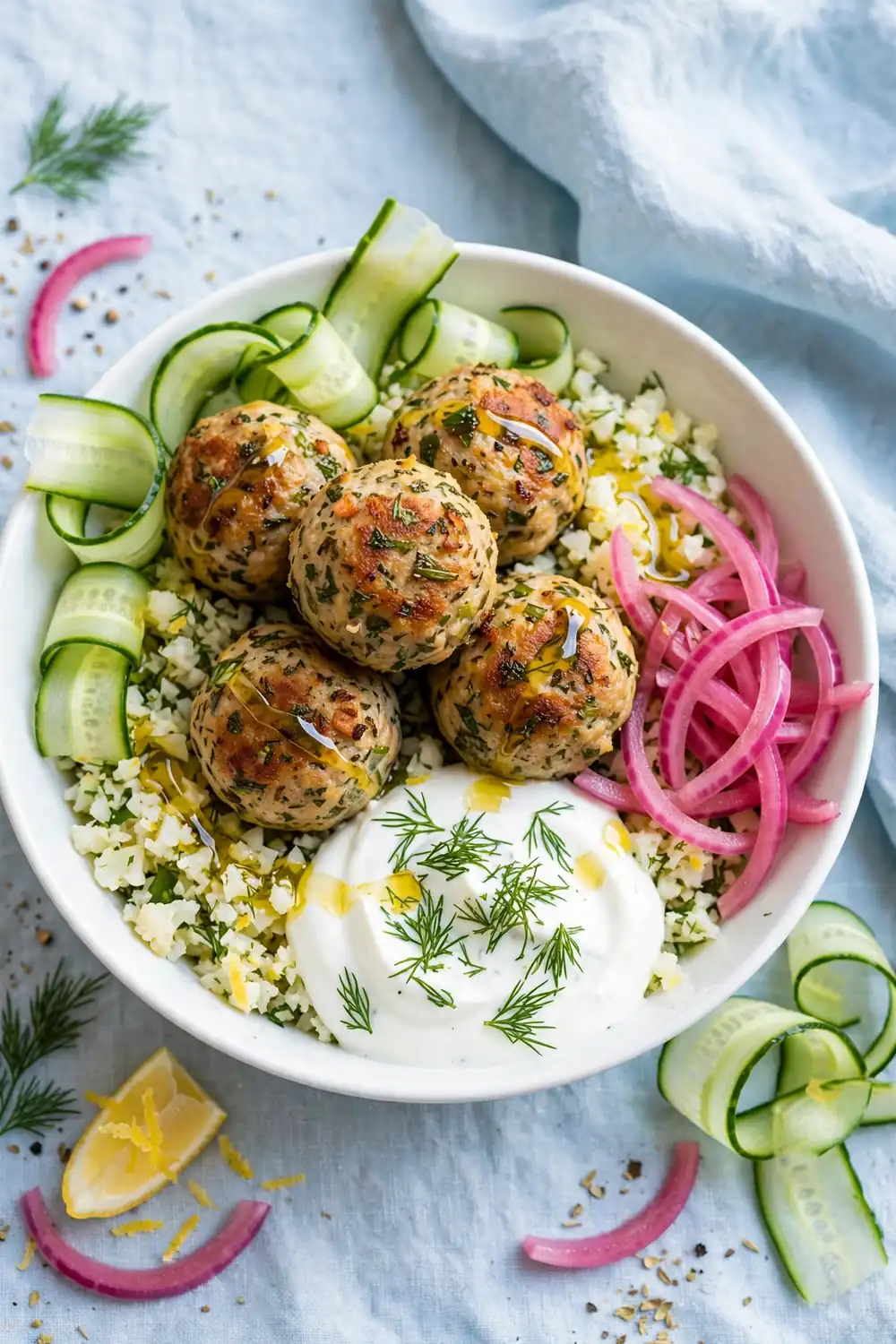 Low carb turkey meatball bowls