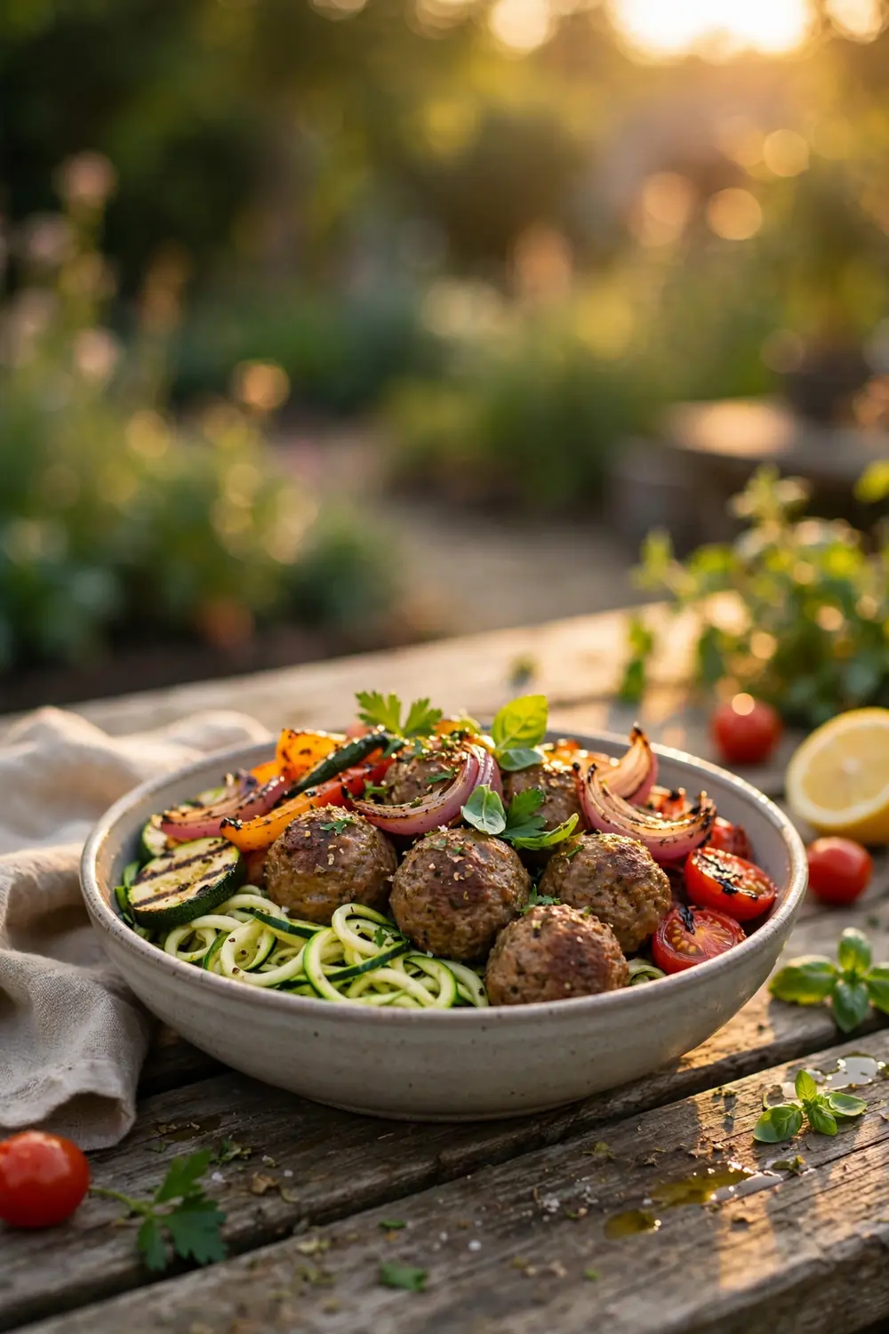 Low carb turkey meatball bowls