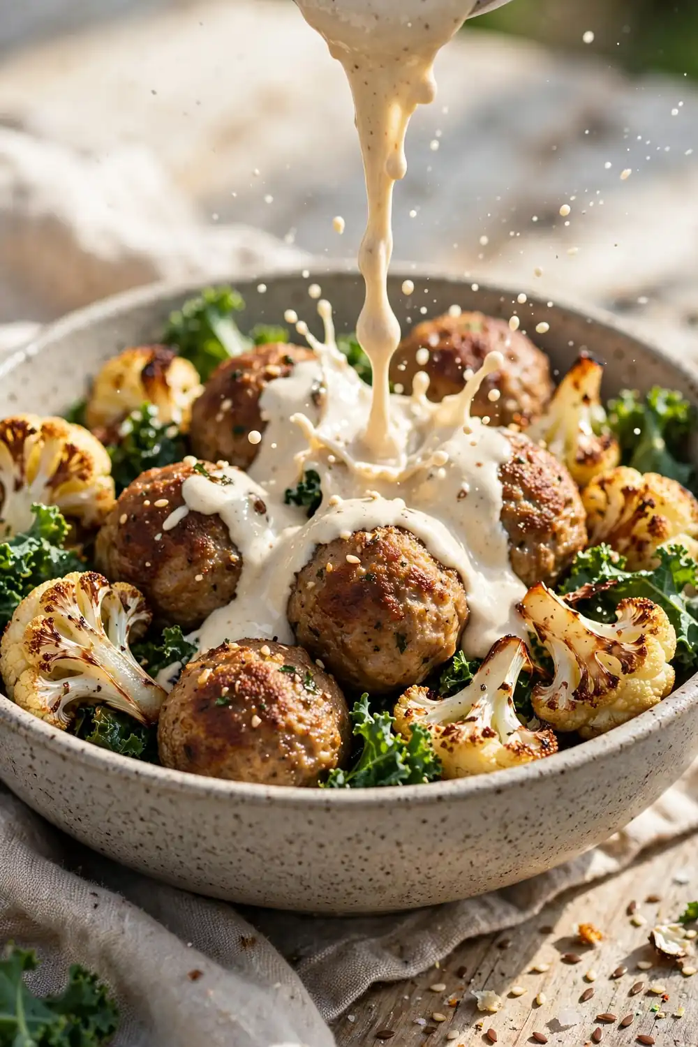 Low carb turkey meatball bowls