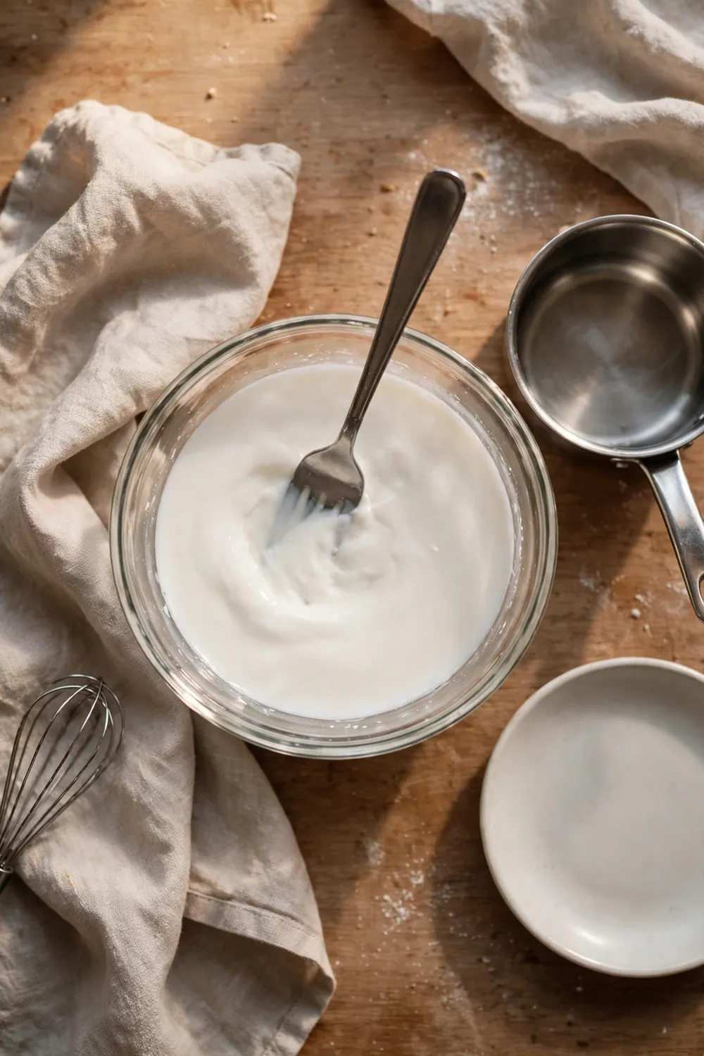 Cornstarch slurry stirred in a small bowl