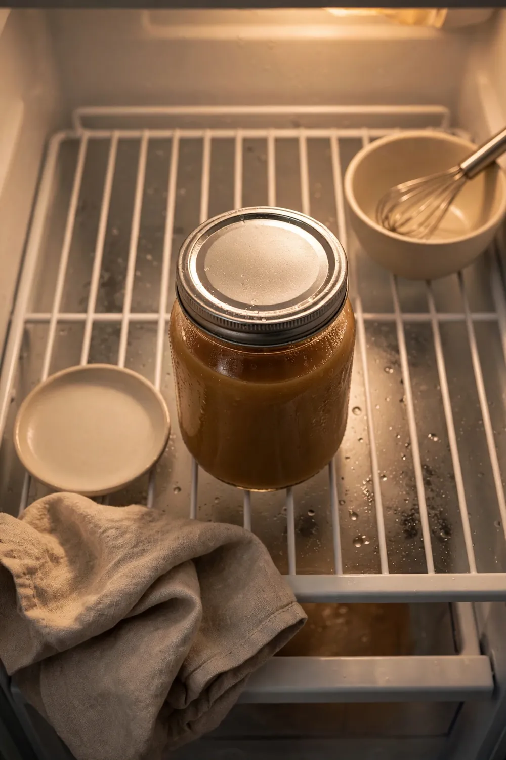 Smooth gravy in a sealed glass jar