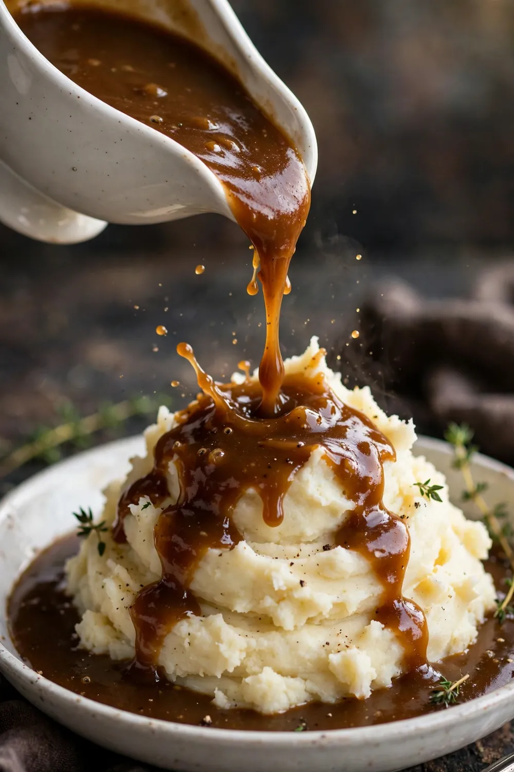Mashed potatoes with gravy