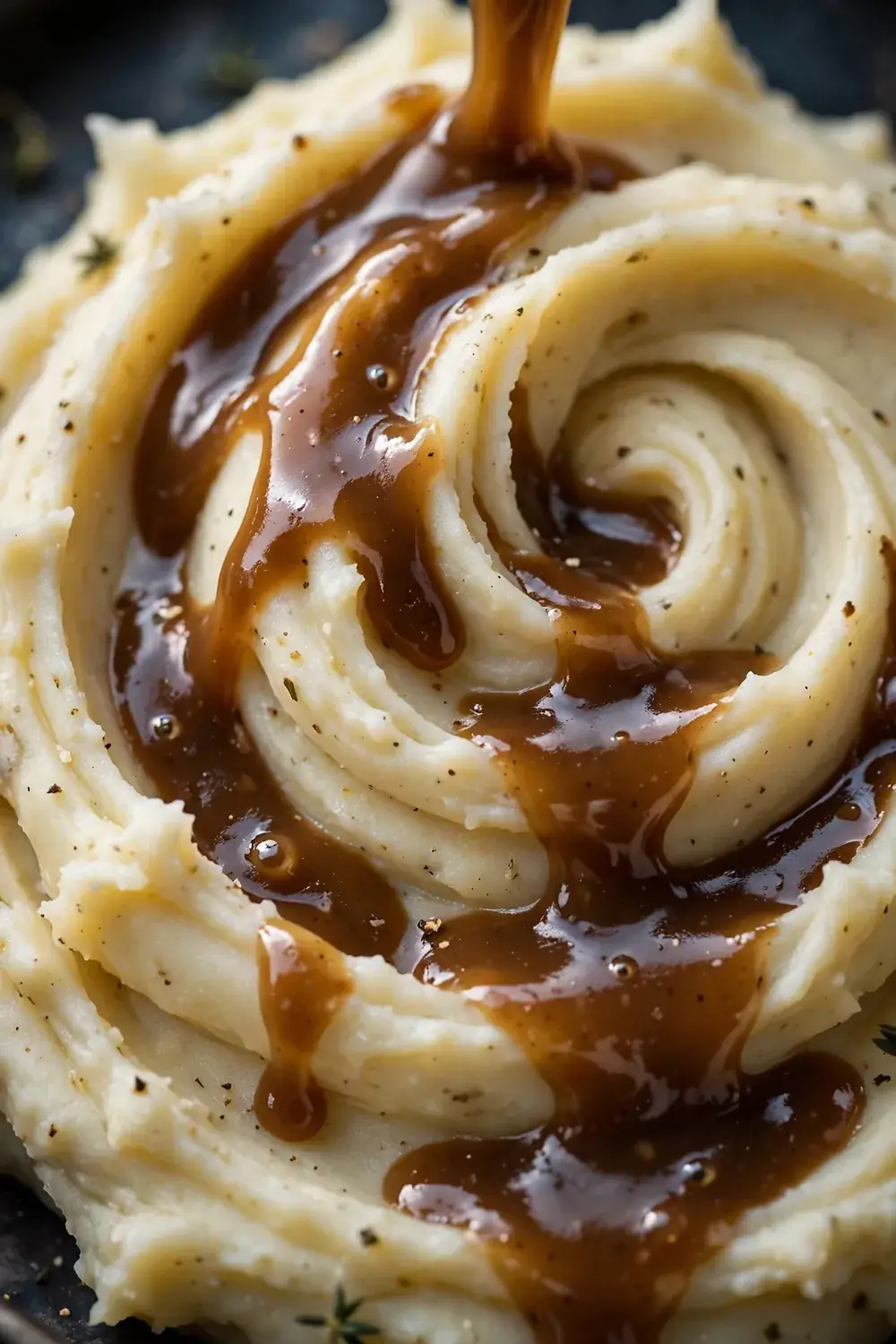 Mashed potatoes with gravy