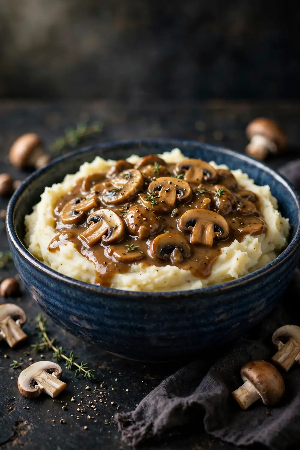 Mashed potatoes with gravy