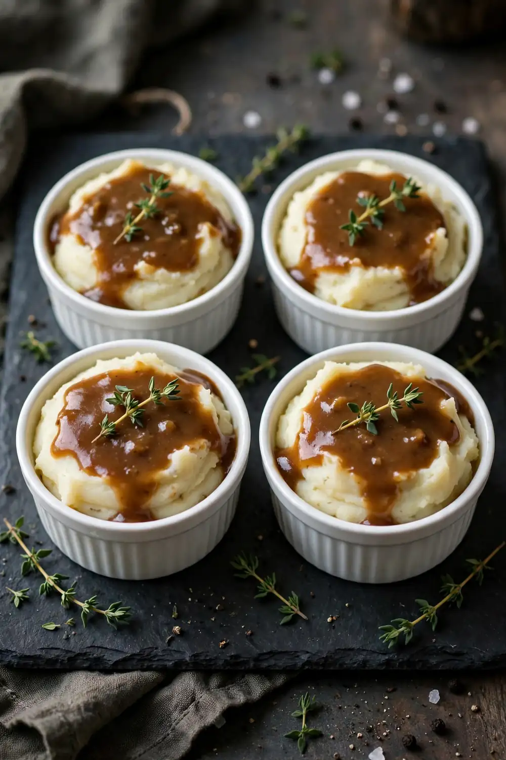 Mashed potatoes with gravy