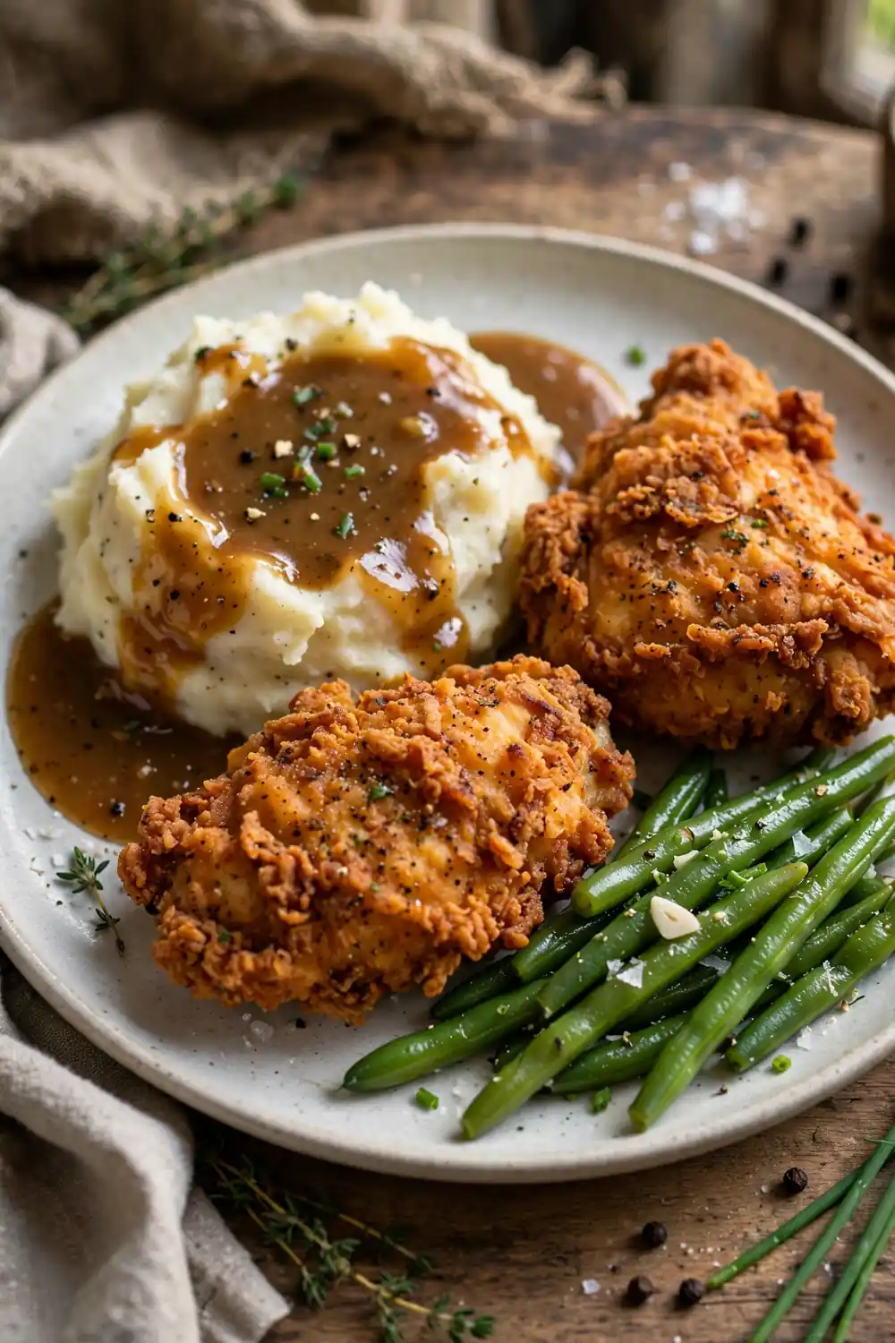Mashed potatoes with gravy