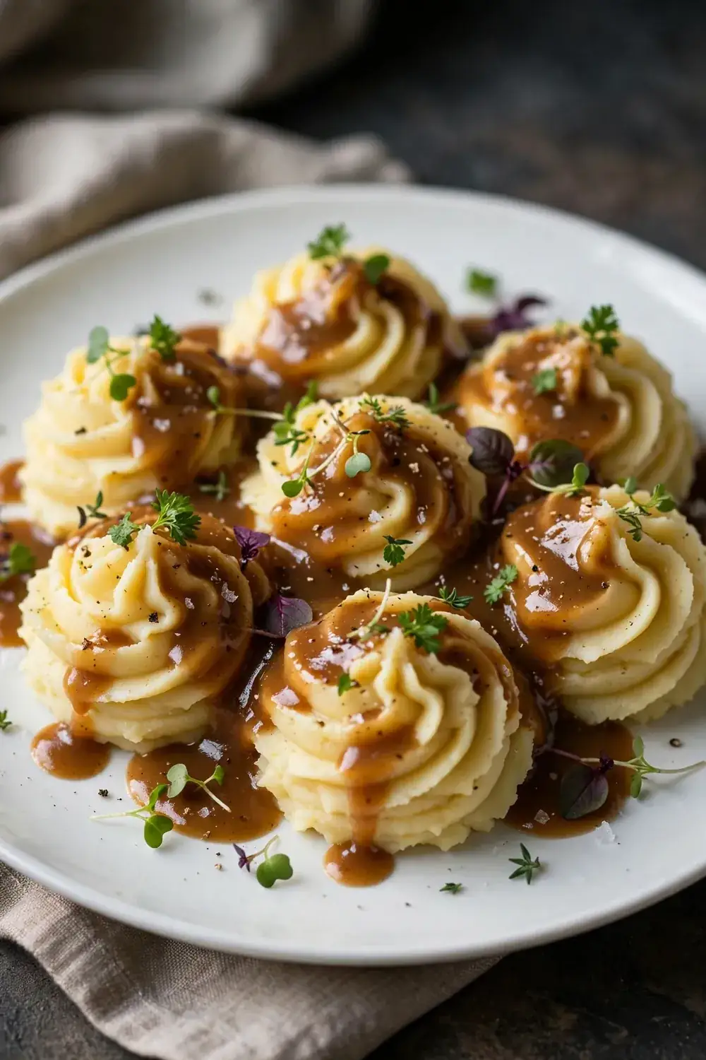 Mashed potatoes with gravy