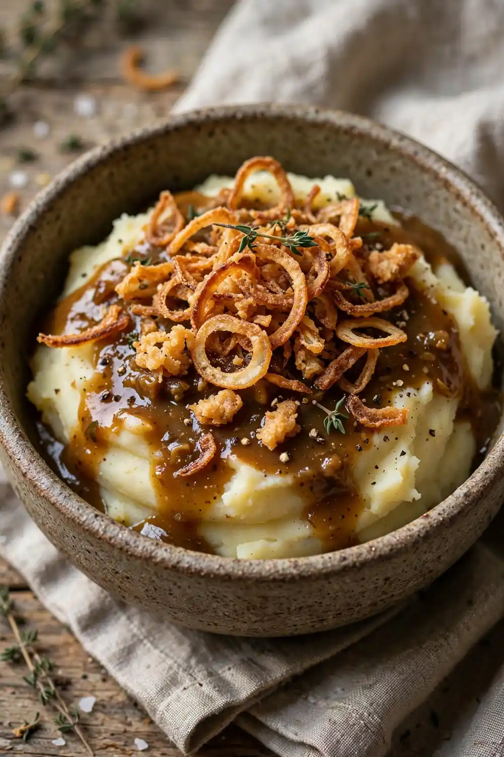 Mashed potatoes with gravy