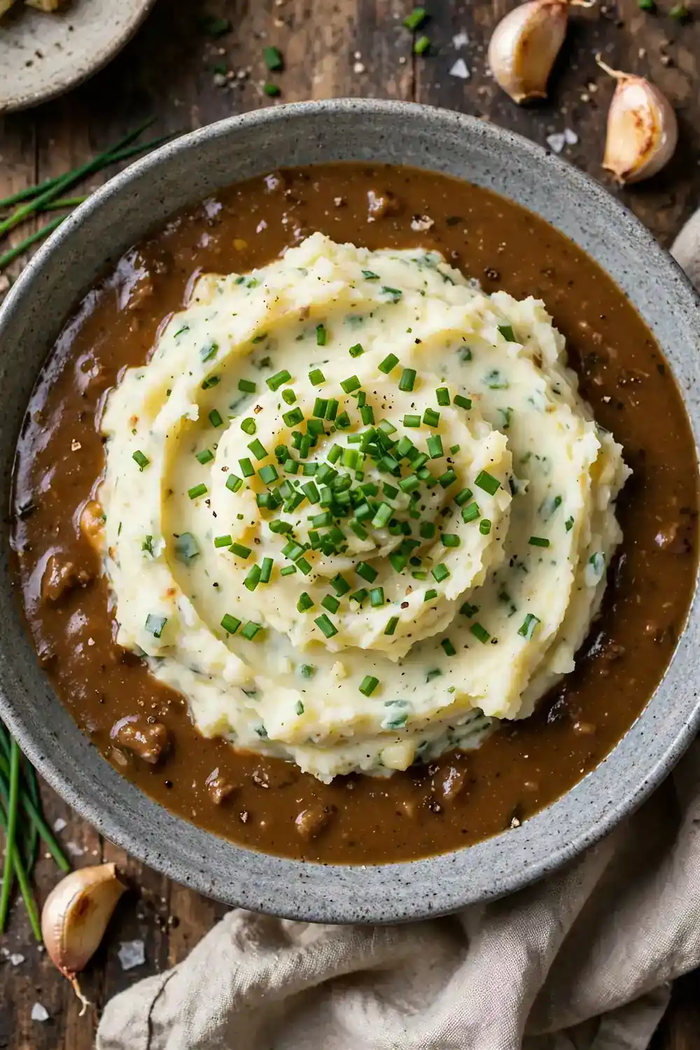 Mashed potatoes with gravy