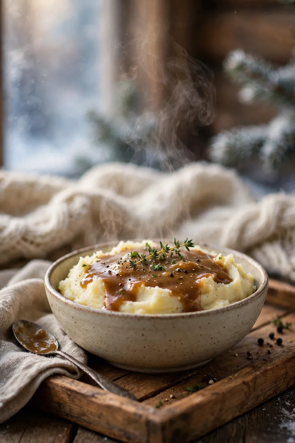 Mashed potatoes with gravy