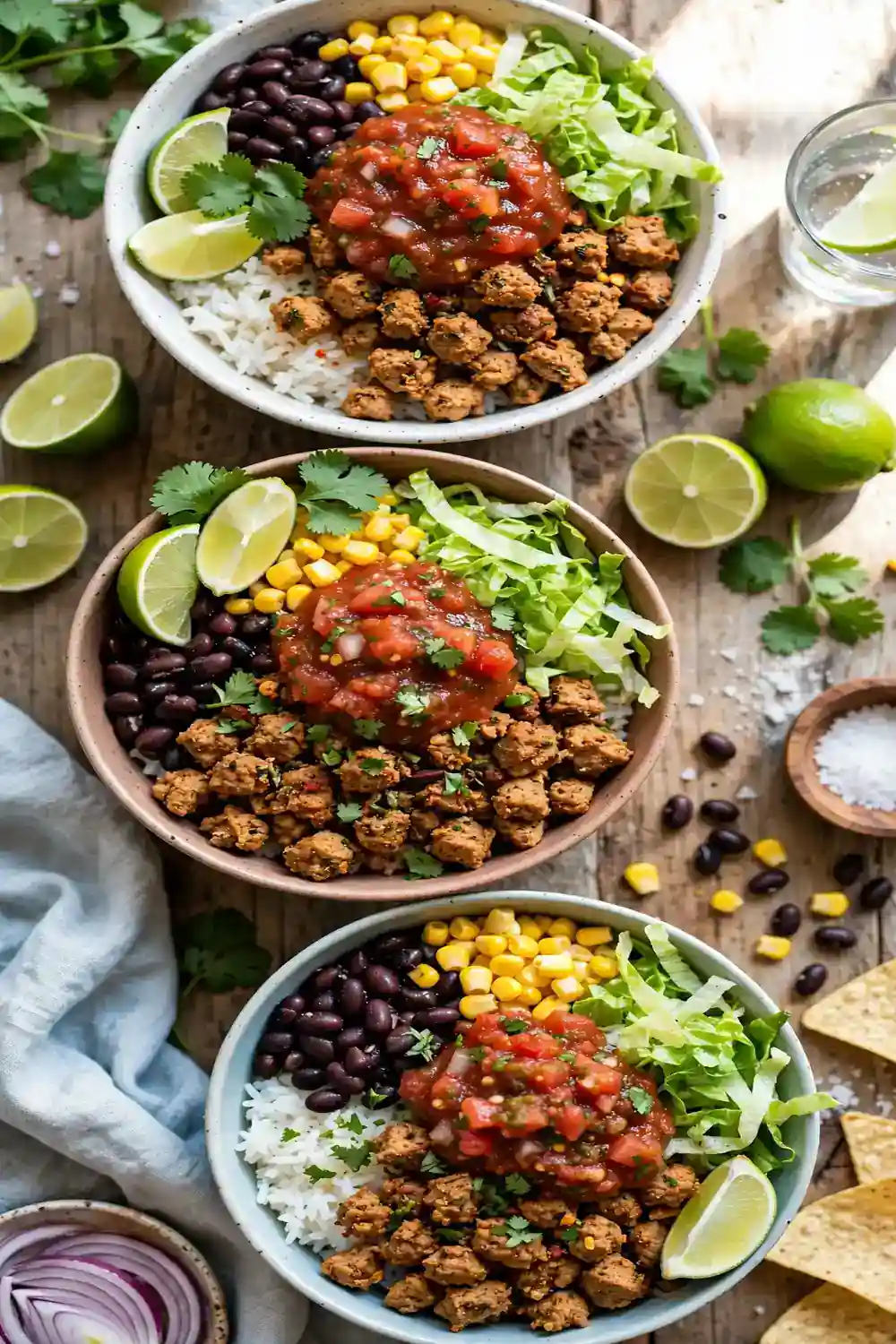 Taco turkey bowls with black beans and corn
