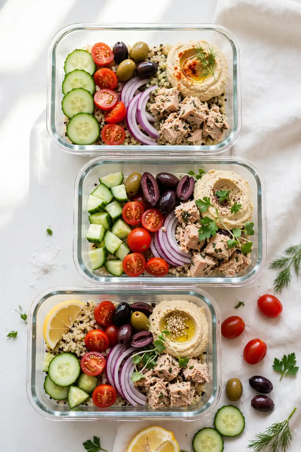 23 easy meal prep dinner ideas: mediterranean tuna bowls