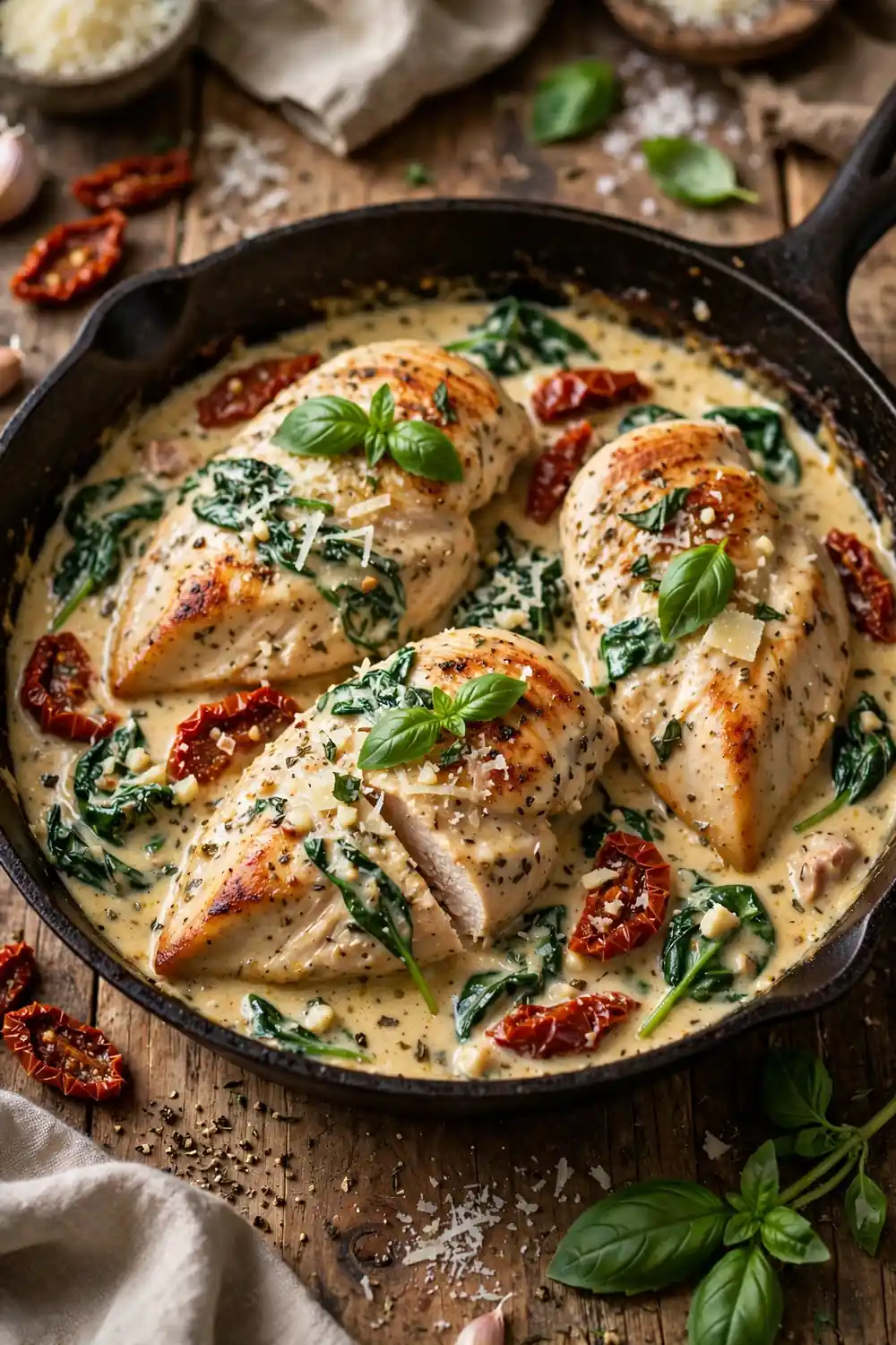 23 easy meal prep dinner ideas: creamy tuscan chicken