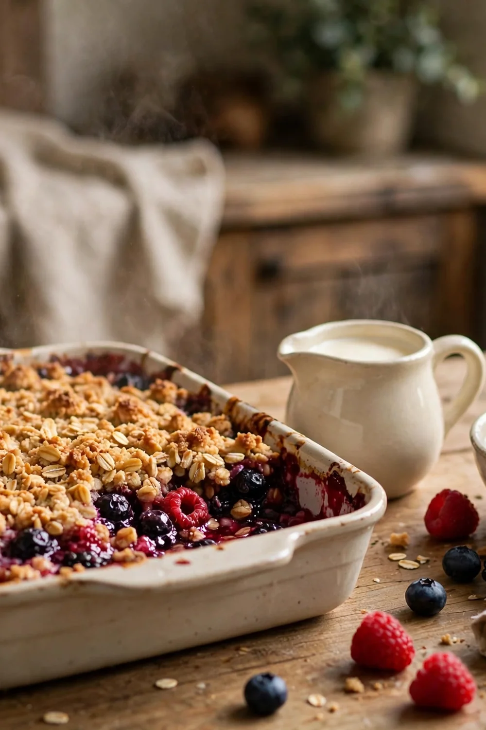 Mixed berry oat crumble