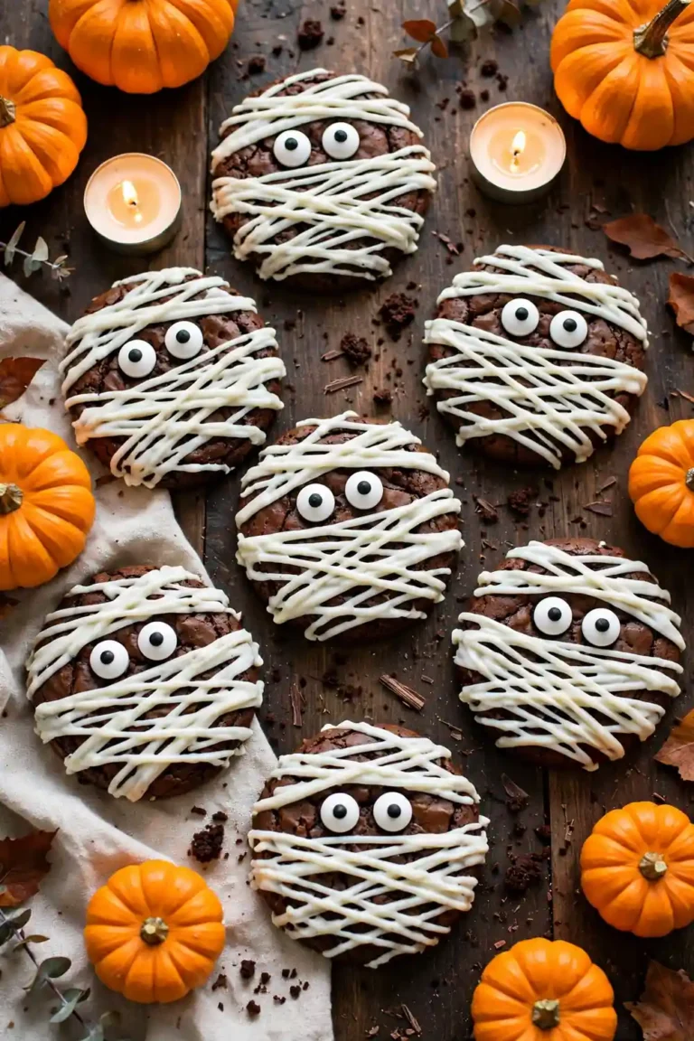 24 Halloween Mummy Brownie Cookies for Creepy Sweet Fun