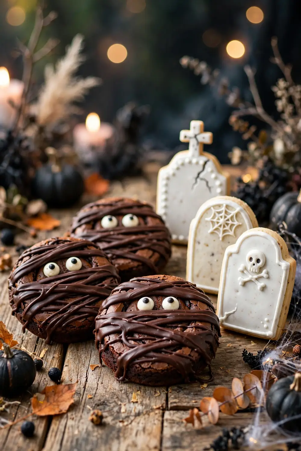 Halloween mummy brownie cookies 05