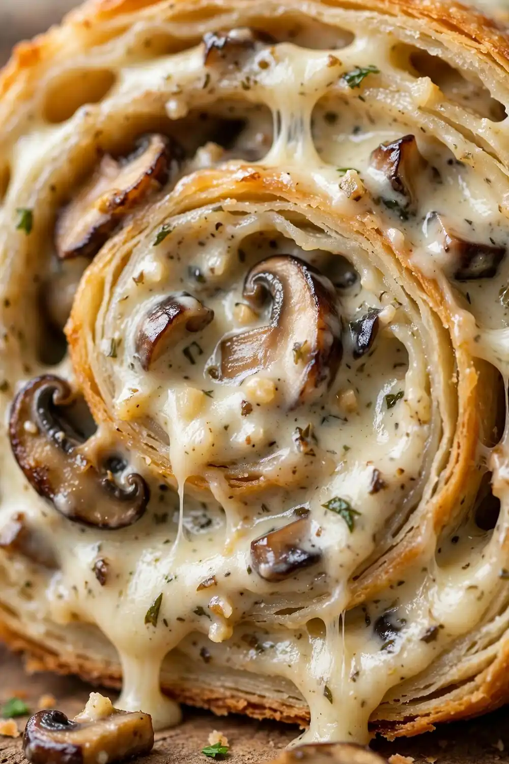 Mushroom garlic pinwheels