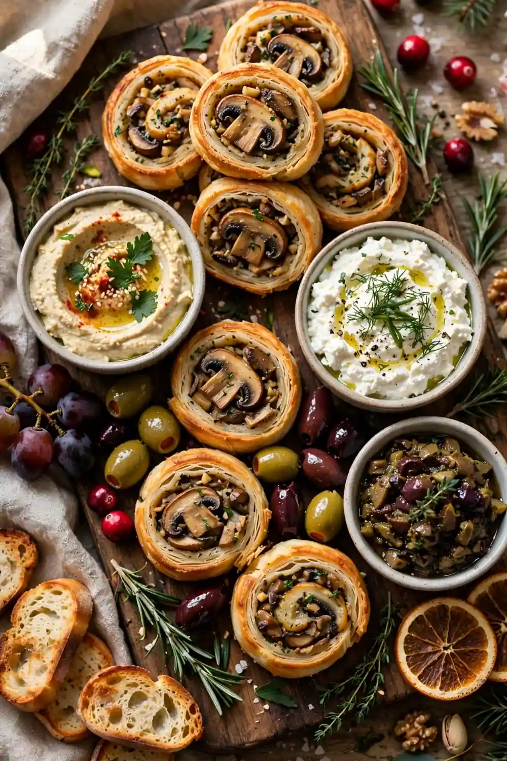 Mushroom garlic pinwheels