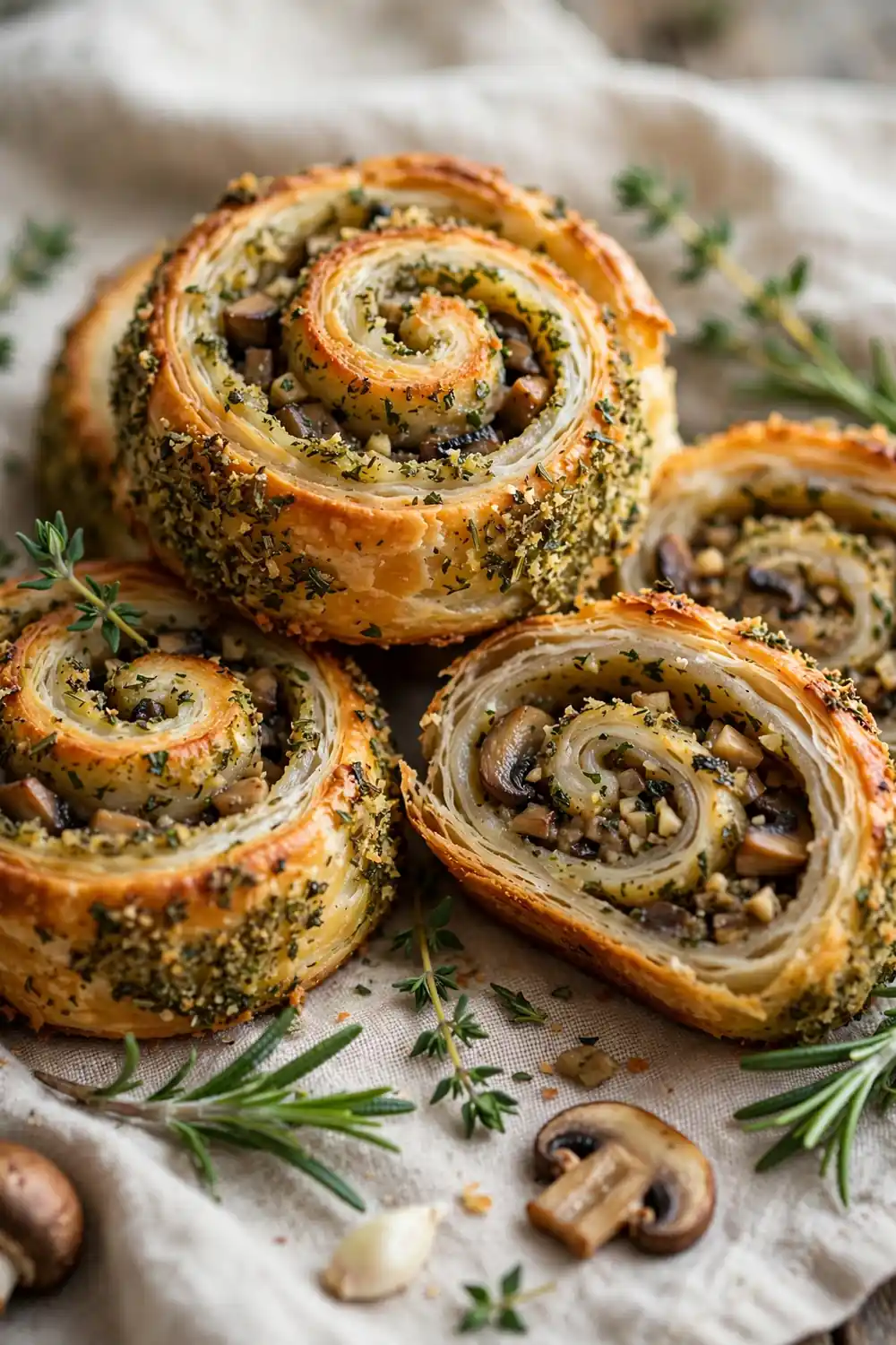 Mushroom garlic pinwheels