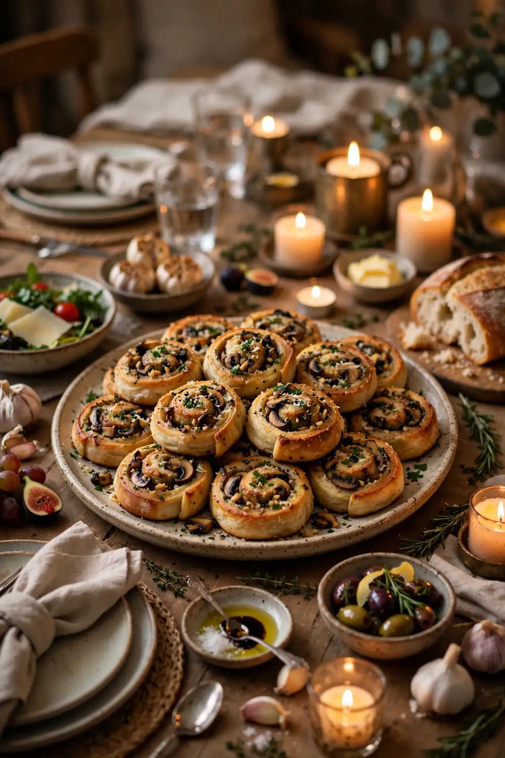 Mushroom garlic pinwheels