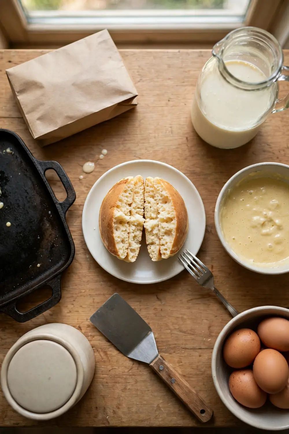 Single test pancake on a small plate
Cook a single test pancake, and check the rise before the full batch. A test shows if the batter needs rest, lift, or less mixing. One pancake saves the whole batch, and the fix stays small. Testing is a habit that pays off every time.