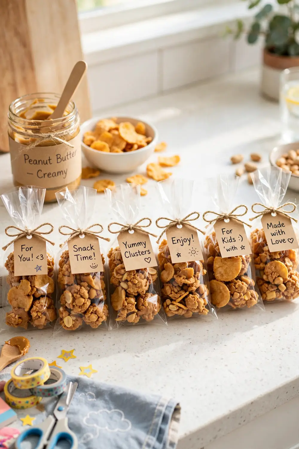Single serve bags of peanut butter chip snack mix